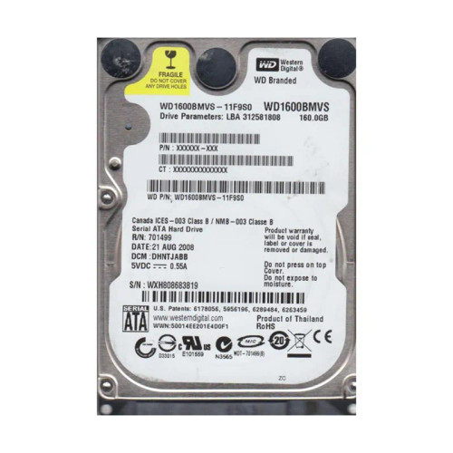WD1600BMVS-11F9S0 - Western Digital 160GB 5400RPM SATA 2.5" HDD