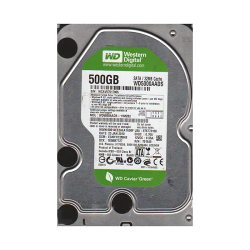 WD5000AADS-11M2B2 - Western Digital 500GB 7200RPM SATA 3.5" 32MB HDD