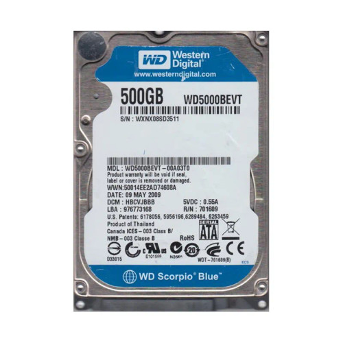 WD5000BEVT-00A03T0 - Western Digital 500GB SATA 5400RPM 2.5" HDD