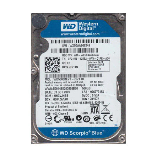 WD5000BEVT-75ZAT0 - Western Digital 500GB 5400RPM 2.5" SATA HDD