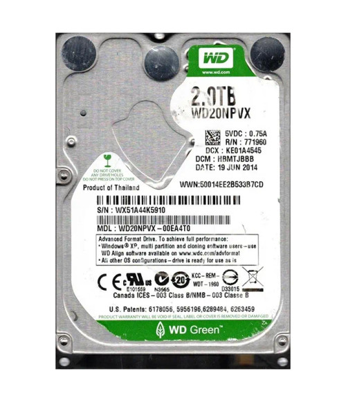 WD20NPVX-00EA4T0 - Western Digital 2TB 5400RPM SATA 8MB 2.5" HDD