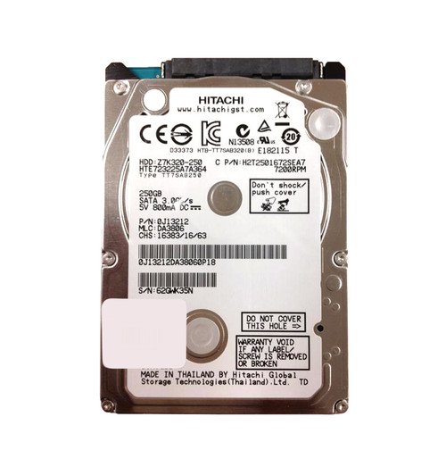 Z7K320-250 - Hitachi 250GB 7200RPM SATA 3Gb/s 16MB Cache 2.5-inch Hard Drive