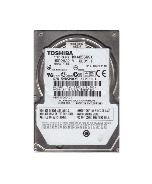 HDD2H22Z - TOSHIBA 400GB 5400RPM SATA 8MB 2.5" HDD