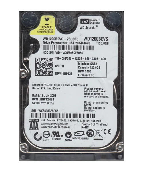 WD1200BEVS-75UST0 - Western Digital 120GB 5400RPM SATA 2.5" HDD