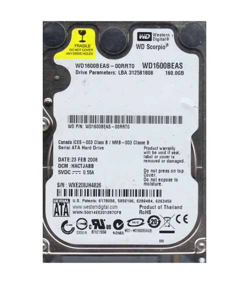 WD1600BEAS - Western Digital 160GB 5400RPM SATA 2.5" HDD