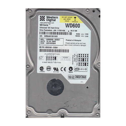 WD600AB-00CBA1 - Western Digital 60GB 5400RPM EIDE 2MB 3.5" HDD