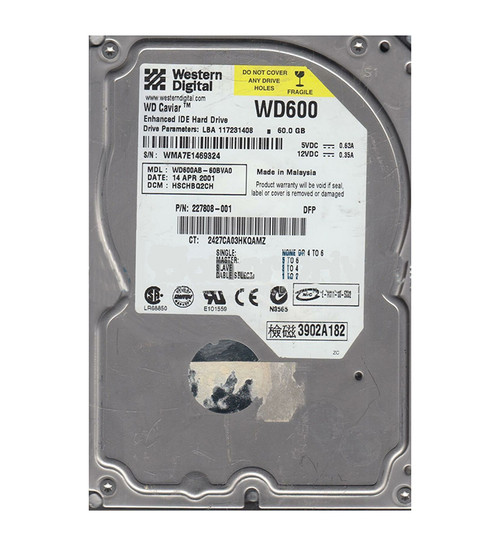 WD600AB-60BVA0 - Western Digital 60GB 5400RPM EIDE 2MB 3.5" HDD