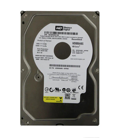 WD800AABS - Western Digital 80GB 7200RPM SATA 3Gb/s 3.5" HDD