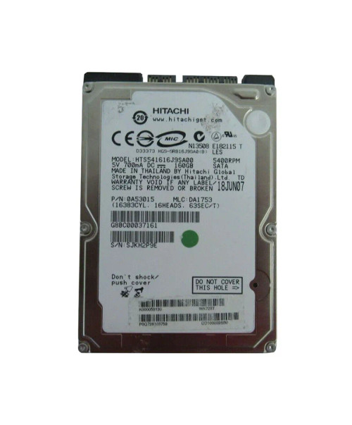 K000050130 - TOSHIBA 160GB 5400RPM SATA 2.5" HDD