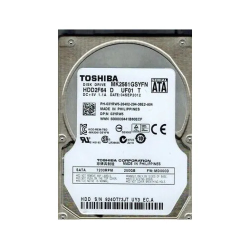 MK2561GSYFN - TOSHIBA 250GB 7200RPM SATA 16MB 2.5" HDD