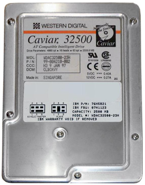 WDAC32500-23H - Western Digital 2.5GB 5200RPM IDE 3.5" HDD