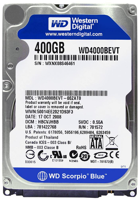 WD4000BEVT - Western Digital 400GB 5400RPM SATA 8MB 2.5" HDD
