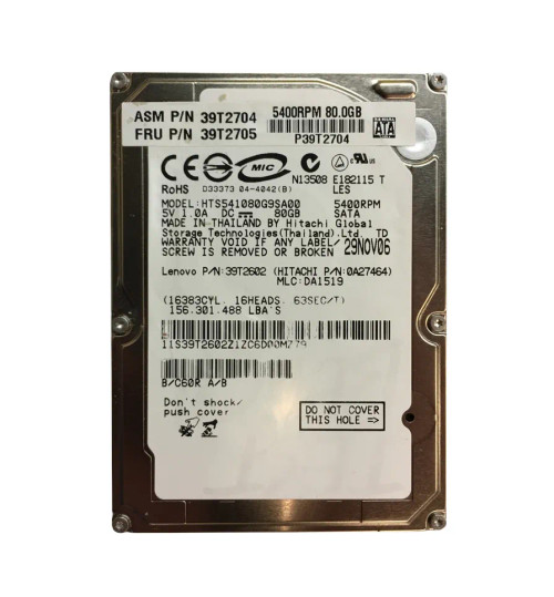 Hitachi 80GB 5400RPM SATA 2.5 Travelstar Hard Drive for Laptops