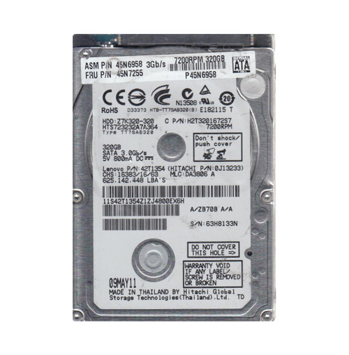 45N6958 - Lenovo 320GB 7200RPM SATA 3Gb/s 16MB Cache 2.5-Inch Hard Drive for ThinkPad Zseries