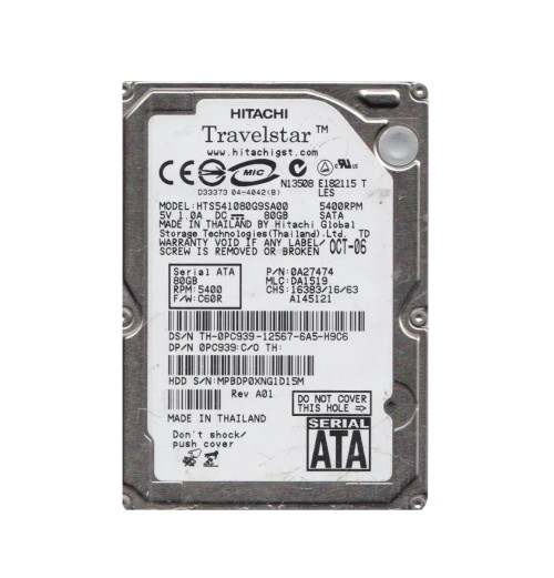 Hitachi 80GB 5400RPM SATA 2.5 Travelstar Hard Drive for ProLiant DL360p Gen8 Servers