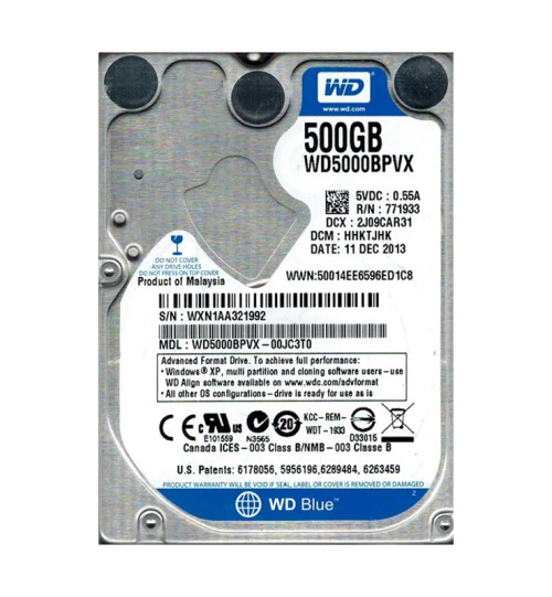 WD5000BPVX - WESTERN DIGITAL 500GB 5400RPM SATA 2.5" HDD