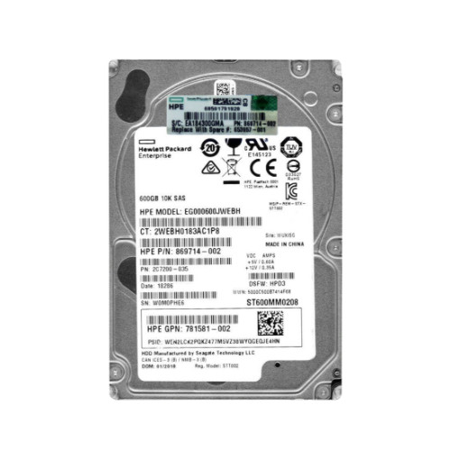 EG000600JWEBH-1 - HP 600GB 10000RPM SAS 12Gb/s 2.5" HDD