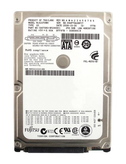 CA07083-B52400C1 - Fujitsu 250GB 5400RPM SATA 2.5" HDD