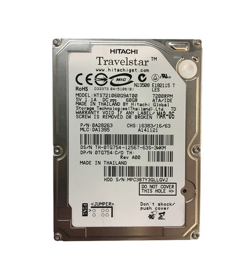 0A28263 - Hitachi 60GB 7200RPM IDE ATA-100 8MB 2.5" HDD