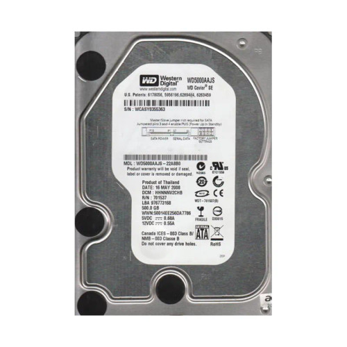 WD5000AAJS-22A8B0 - Western Digital 500GB 7200RPM SATA 3Gb/s 3.5" HDD