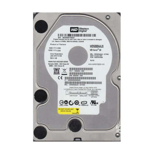 WD5000AAJS-22TKA0 - Western Digital 500GB 7200RPM SATA 3Gb/s 3.5" HDD