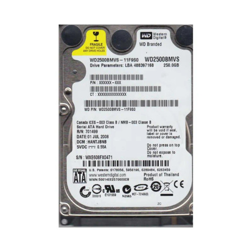 WD2500BMVS-11F9S0 - Western Digital 250GB 5400RPM SATA 8MB 2.5" HDD