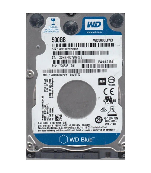 WD5000LPVX-60V0TT0 - Western Digital 500GB 5400RPM 2.5" SATA HDD