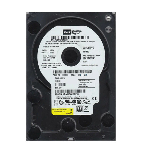 WD5000YS-18MPB1 - Western Digital 500GB 7200RPM SATA 3Gb/s 3.5" HDD