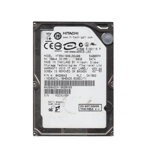 0A28842 - Hitachi 40GB 5400RPM SATA 8MB 2.5" HDD
