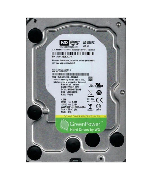 WD40EURX-633GY0 - Western Digital 4TB 5400RPM SATA 6Gb/s 64MB 3.5" HDD