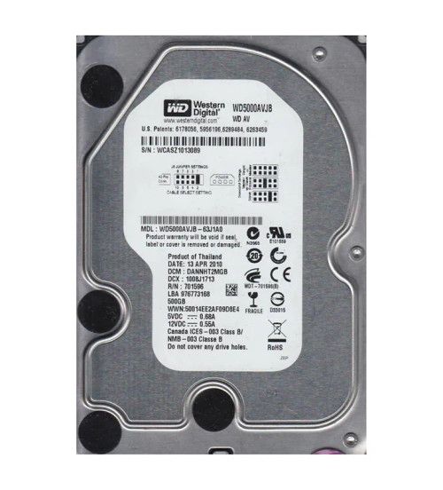WD5000AVJB-63J1A0 - Western Digital 500GB 7200RPM PATA 3.5" HDD
