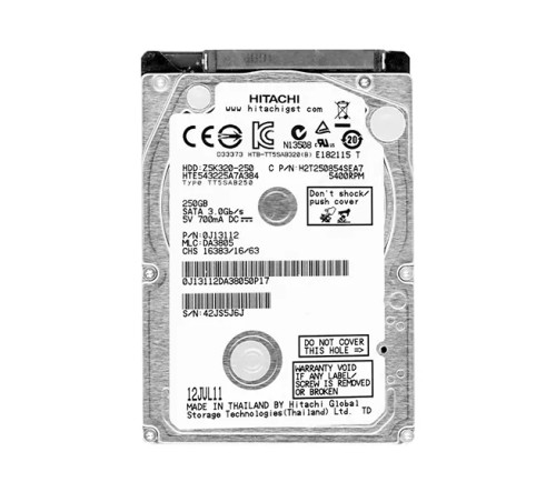 HTE543225A7A384 - HGST 250GB 5400RPM SATA 2.5" HDD