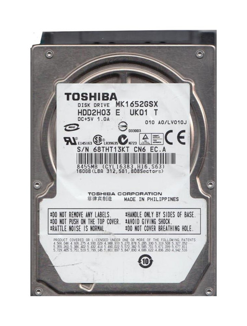 HDD2H03E - TOSHIBA 160GB 5400RPM SATA 8MB 2.5" HDD