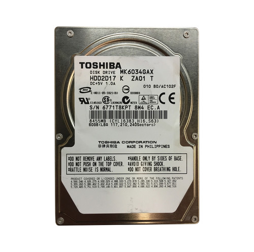 HDD2D17K - TOSHIBA 60GB 5400RPM IDE ATA-100 8MB 2.5" HDD