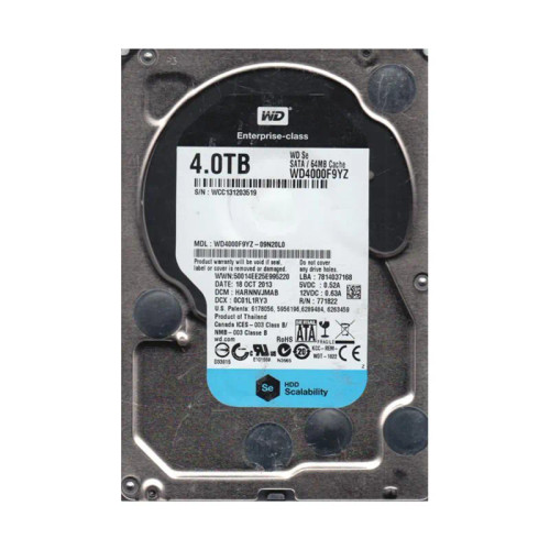 WD4000F9YZ-09N20L0 - Western Digital 4TB 7200RPM SATA 6Gb/s 64MB 3.5" HDD
