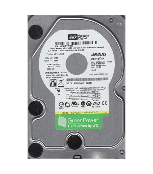 WD5000AACS-00G8B0 - Western Digital 500GB 7200RPM SATA 3.5" 16MB HDD