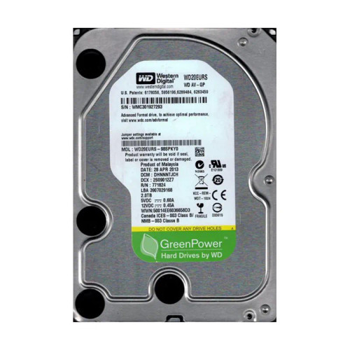 WD20EURS-98SPKY0 - Western Digital 2TB 7200RPM SATA 3Gb/s 3.5" HDD