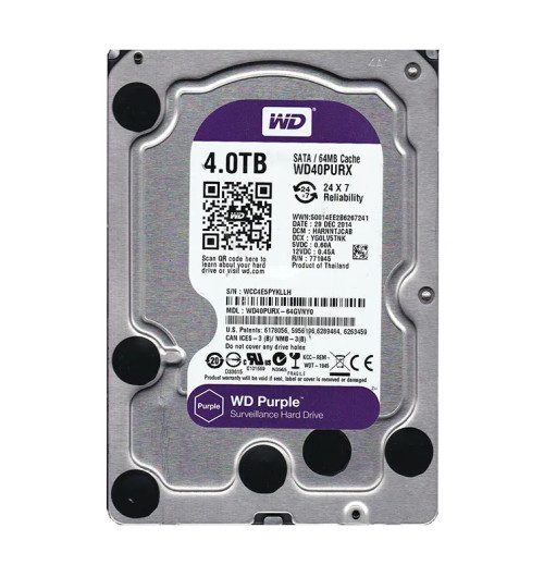 WD40PURX-64GVNY0 - Western Digital 4TB SATA 6Gb/s 5400RPM 3.5" Surveillance HDD