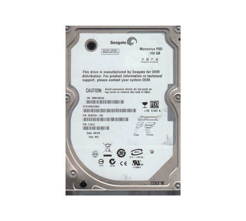ST91608220AS - Seagate Momentus 160GB 5400RPM SERIAL ATA-150 8MB Cache 2.5-Inch Laptop Hard Drive