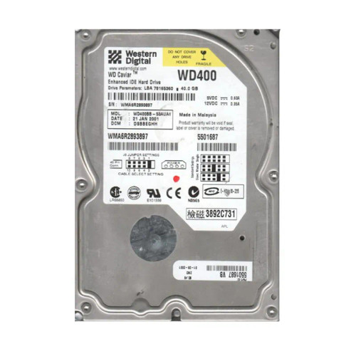 WD400BB-53AUA1 - Western Digital 40GB 7200RPM EIDE 2MB 3.5" HDD
