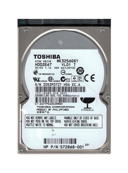 HDD2E67 - TOSHIBA 320GB 7200RPM SATA 16MB 2.5" HDD