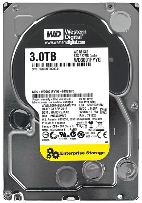 WD3001FYYG-01SL3W0 - Western Digital 3TB 7200RPM SAS 6Gb/s 3.5" HDD