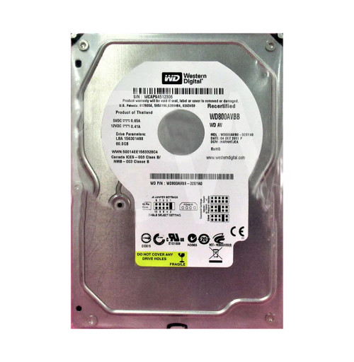 WD800AVBB-32SYA0 - Western Digital 80GB 7200RPM IDE 2MB Cache HDD