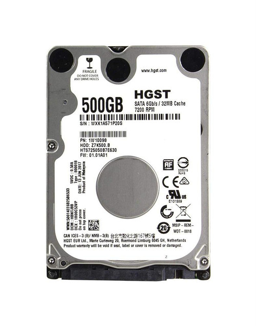 HTS725050B7E630 - HGST 500GB 7200RPM SATA 6Gb/s 2.5" HDD