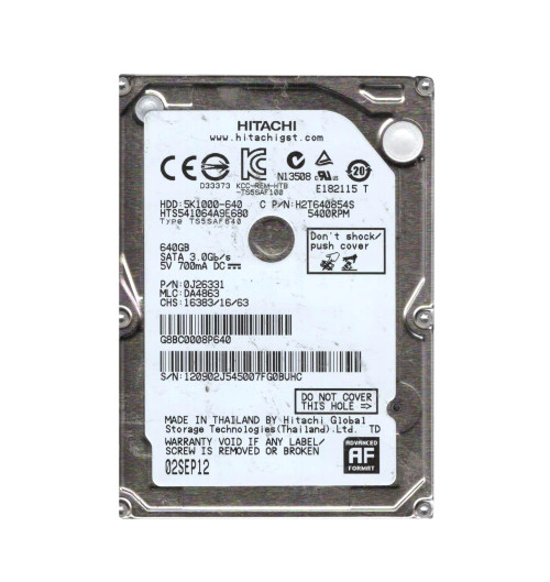 HTS541064A9E680 - HGST 640GB 5400RPM SATA 6Gb/s 2.5" HDD