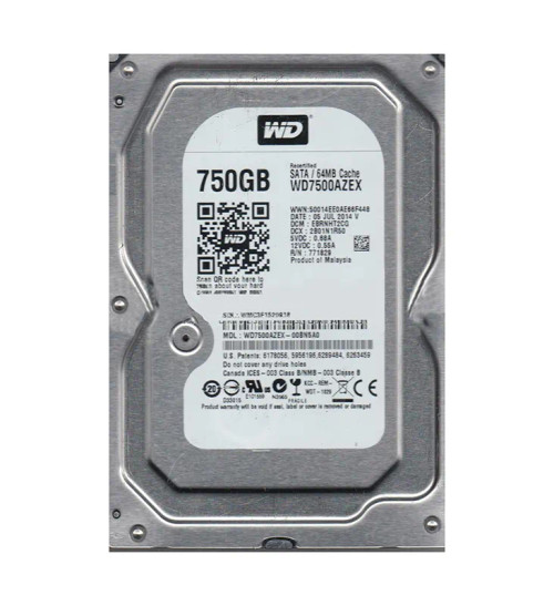WD7500AZEX-00BN5A0 - Western Digital 750GB 7200RPM SATA 6Gb/s 64MB 3.5" HDD