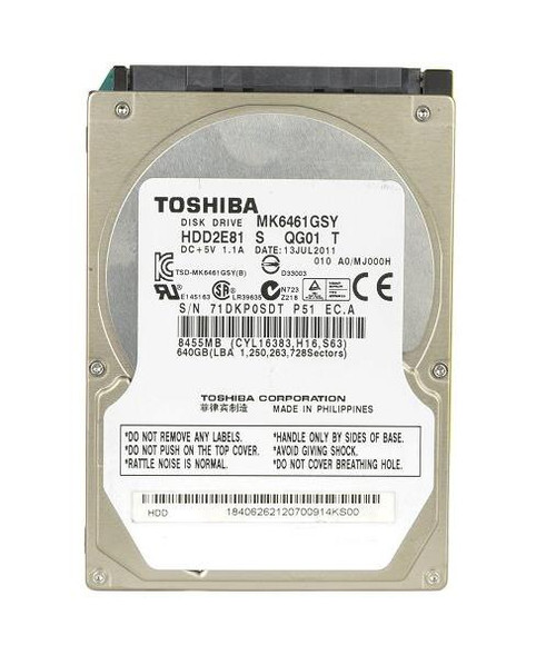 HDD2E81 - TOSHIBA 640GB 7200RPM SATA 16MB 2.5" HDD