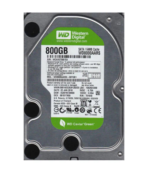 WD8000AARS-00Y5B1 - Western Digital 800GB 5400RPM SATA 3Gb/s 64MB 3.5" HDD