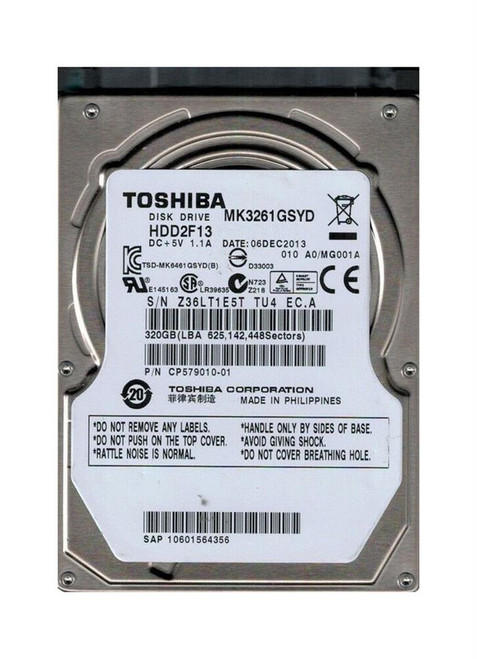 HDD2F13 - TOSHIBA 320GB 7200RPM SATA 16MB 2.5" HDD