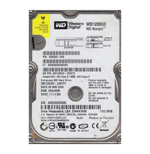 WD1200UE-22KVT0 - Western Digital 120GB 5400RPM EIDE 2.5" HDD